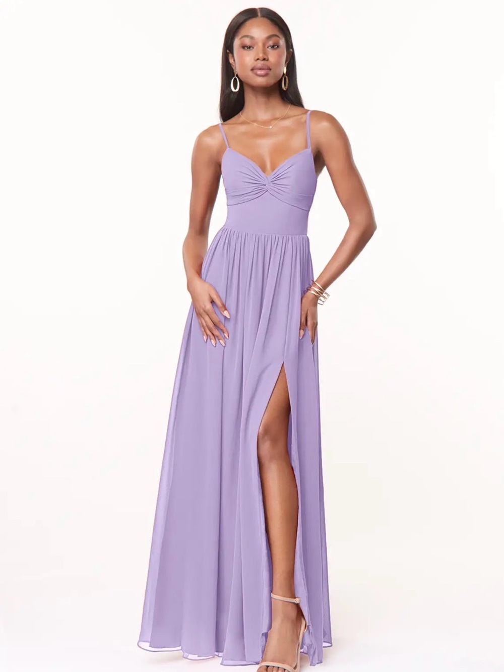 Azazie Lilac Spaghetti-Strap Maxi Dress with Side Slit